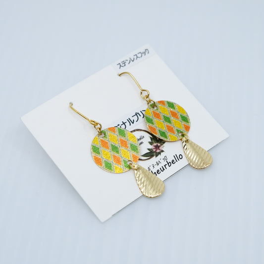 カラフル菱・ゴールドドロップ ピアス/イヤリング