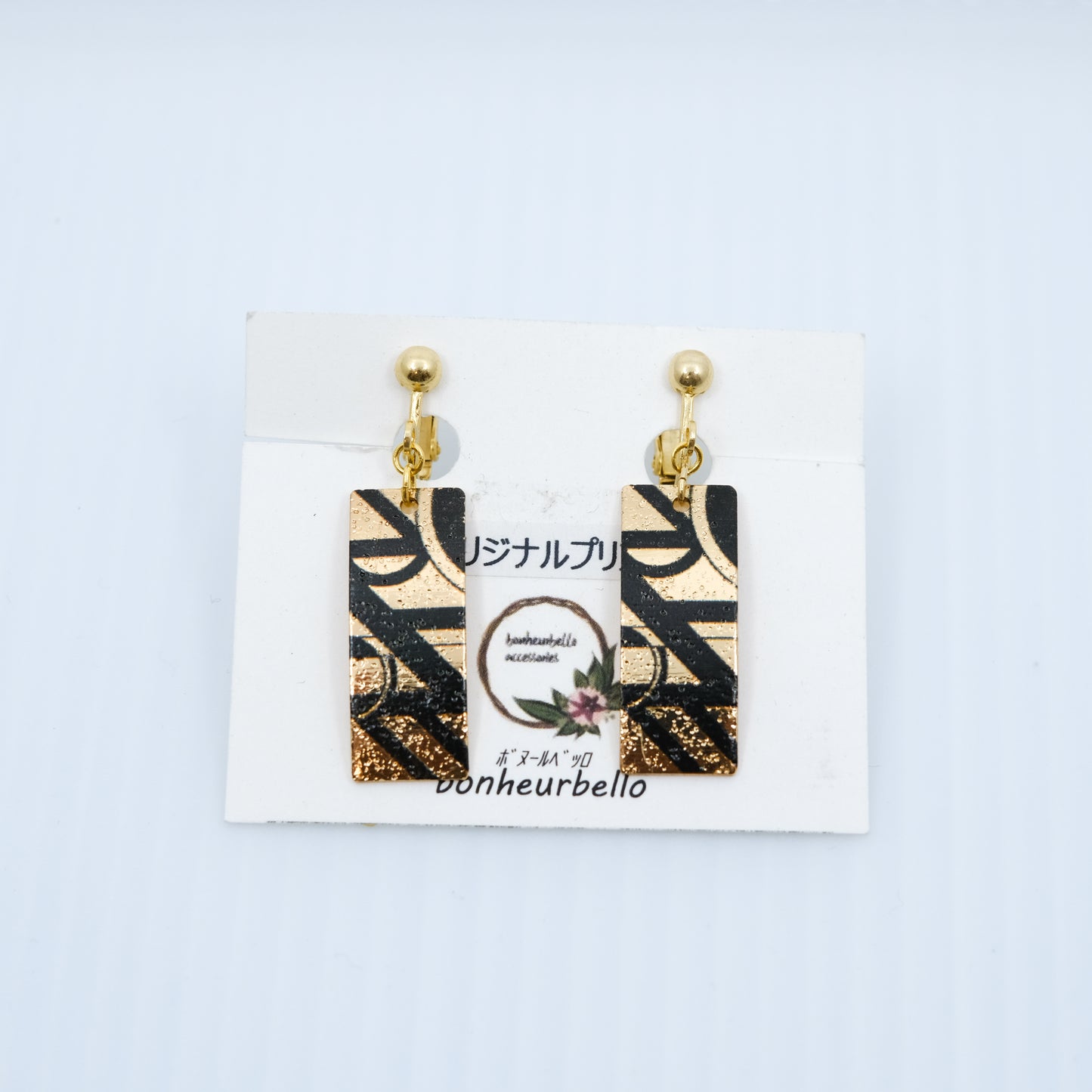 スクエアジオメトリック・ロングプレート ピアス/イヤリング