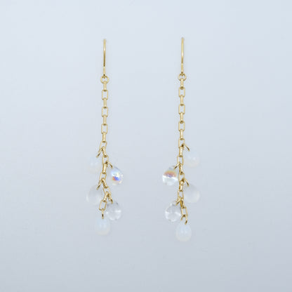 チェコガラス ドロップチェーン ロングピアス / イヤリング｜ゴールド