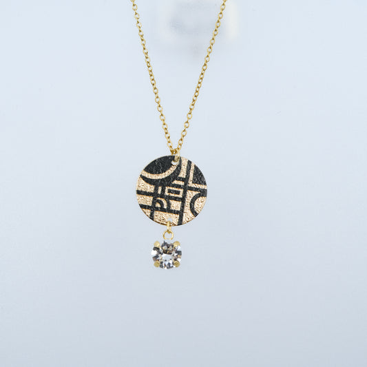 ブラックジオメタ クリアストーン ネックレス