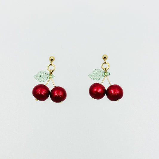 コットンパールチェリー ピアス/イヤリング