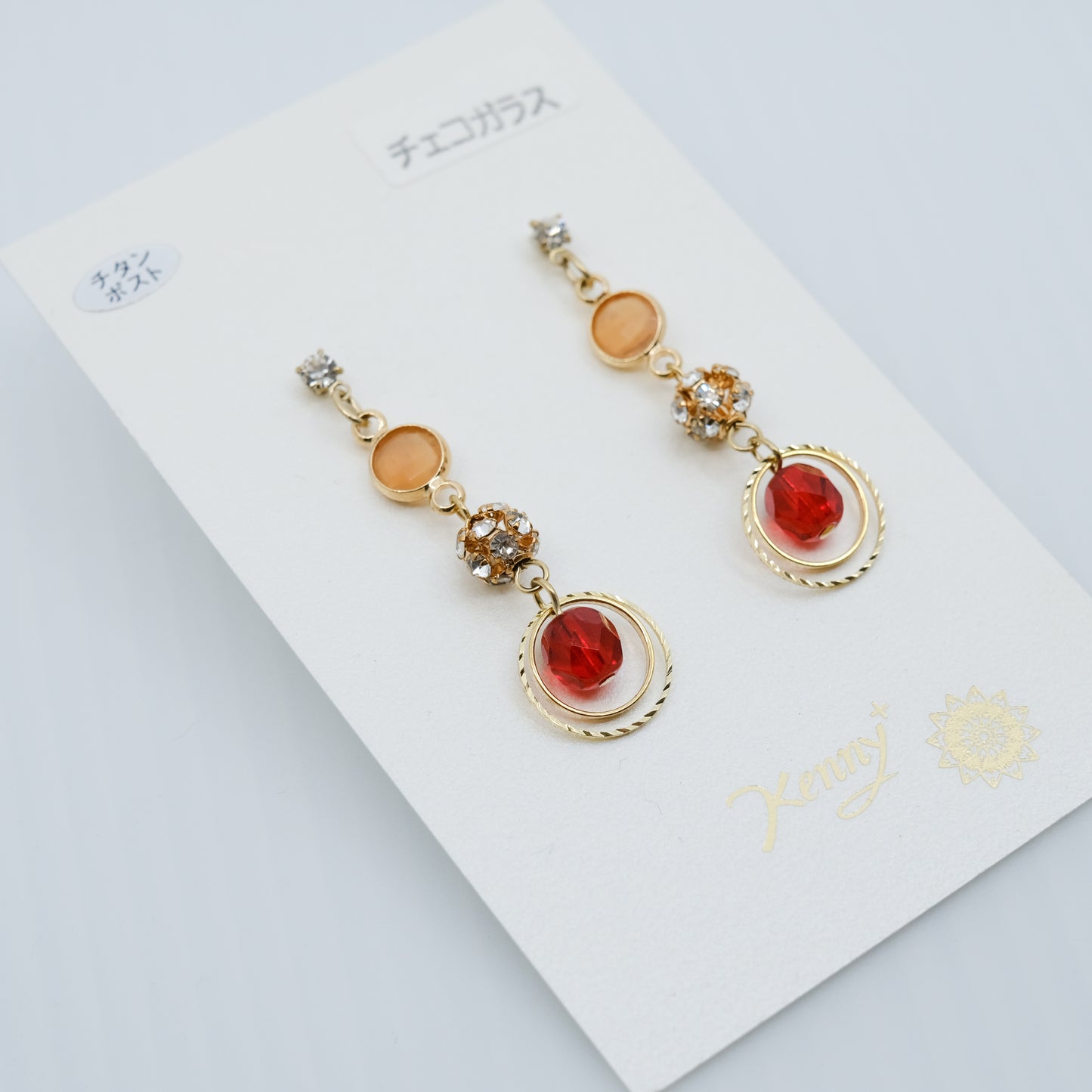 チェコガラス ダブルサークル ピアス/イヤリング