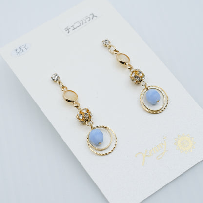 チェコガラス ダブルサークル ピアス/イヤリング